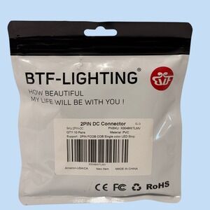 BTF-LIGHTING 10 Pairs 2PIN DC Connector for FCOB COB Single Color LED Strip PVC
